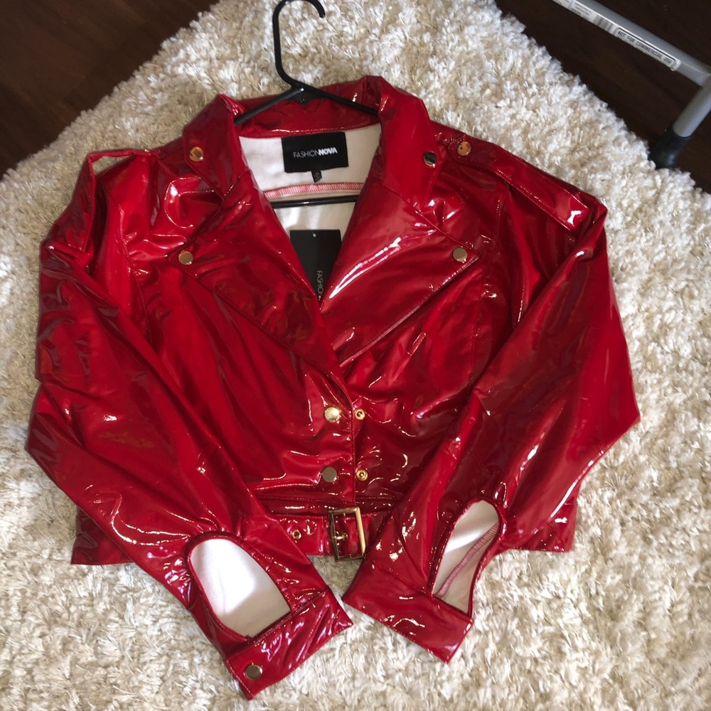 Red Fashion Nova Cropped Jacket